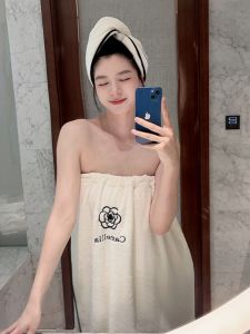 New 2025 Long Strapless Bath Robe Big Absorbent Quick Dry Shoulder Bared Towel Style Sleepwear Womens Home Comfortable Pajamas