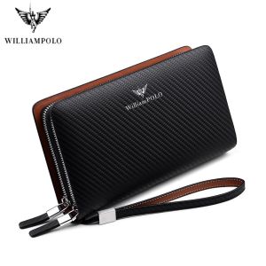 WILLIAMPOLO Men Clutch Bag Large Capacity Men Wallet Cell Phone Pocket Passcard Pocket High Quality Multifunction Wallet For Men