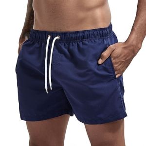 Mens Swim Shorts Swim Trunks Quick Dry Board Shorts Bathing Suit Breathable Drawstring With Pockets for Surfing Beach Summer