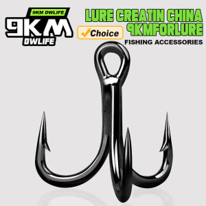 9KM 10Pcs Fishing Treble Hooks 4X Strong Saltwater High Carbon Steel Replacement Fishing Hooks Hard Lures