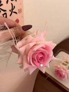 Kẹp tóc đính hoa hồng thời trang xinh xắn cho nữ