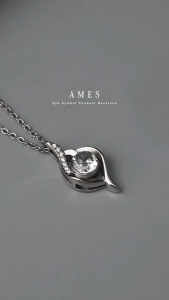 HB Jewelry Silver AMES Song Symbol Eye of My Heart Pendant Choker Double Chain Necklace for Women Non Tarnish Hypoallergenic Non Fading Elegant Minimalist Everyday Wear Fashion Jewelry Stylish Necklace