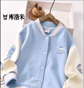 Girls spring Cinnamoroll Jacket Sanrio Baseball Jersey Kids Sky Blue coat Cosplay Party Halloween For Women Vintage