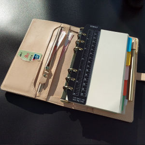 Warehouse End Hand Vegetable Tanningc Cowhide Notepad Multifunctional Loose-Leaf Zipper Notebook 6-Hole Loose-Leaf Binder A6 Hand Account