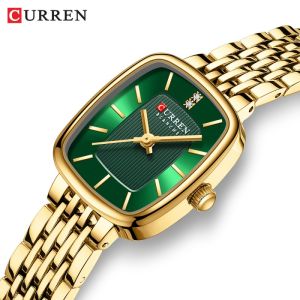 CURREN 9093 Fashion Quartz Women Watch Elegant Square Dial Gold Stainless Steel Strap Waterproof Leisure Ladies Business Watches
