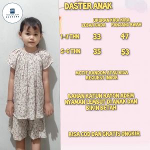 SETELAN DASTER ANAK / DRESS ANAK PEREMPUAN 1-5 tahun Katun rayon