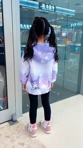 Girls Hooded Jacket Sanrio Children Cartoon Kuromi Printed Coat Casual Thin Teen Outerwear Clothes