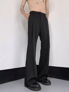American Ice Silk Suit Pants Mens Classy Draping Effect Long Pants Black Mop Pants Stylish Slightly Flared Suit Pants Fashion