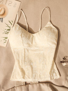 New Chinese Style Velvet Slim Fit Strap Vest Autumn New Inner Wear with Chest Pad Design Slimming Waist Bottoming Top