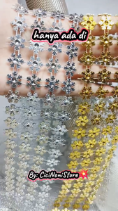 Diamond Aplikasi Variasi Renteng Payet Kreasi bentuk Bunga 4 baris per 50 cm