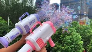 Mainan anak bubble gun bazooka rocket launcher machine tembakan gelembung sabun