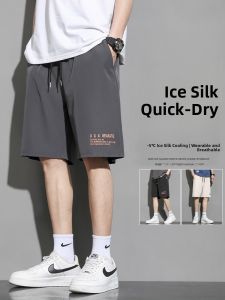 Ice Silk Mens Shorts Summer Quick Dry Loose Large Size Beach Casual Sports Pants Low Waist Micro Stretch Trendy Youth Summer Thin Leggings