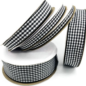 Ruộng Băng Kẻ Caro 50 Thước Rộng 3/4 Inch Chất Liệu Grosgrain Polyester Hai Mặt Dùng Trang Trí Tiệc Cưới Gói Quà Làm Đồ Thủ Công Làm Nơ.