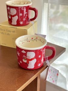 Christmas Bear Ceramic Mugs Cute Drinking Coffee Cups Office Coffee Breakfast Cups Womens Small Bear Water Cups WOL HOME