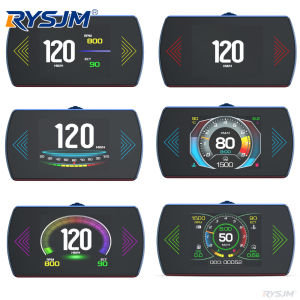 RYSJM | P12 Car OBD2 GPS Head Up Display Dual System Digital Speedometer Speed Meter RPM Voltage Fuel Read Fault Code Driving Computer
