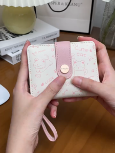 Korean Leather Women Short Wallet Cute Students Card Holder Coin Purse Leather Wallets For Woman