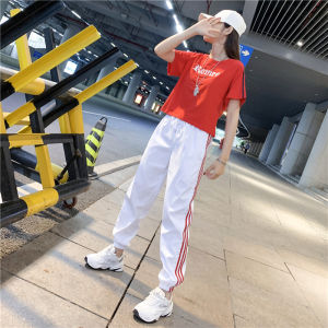 Summer Casual Style Sportswear Set Womens Fashionable Street Dance Short Sleeve Two-Piece Suit Cotton Material for Young Women