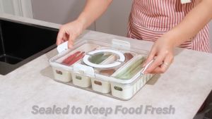 Animax Kontainer Kulkas Tempat Penyimpanan Makanan Dengan Saringan dan Tutup Transparan Penutup penyegelan