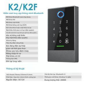 Bàn Phím RFID Bluetooth NFC K2/K2F TTLOCK Có Nhận Dạng Vân Tay Đầu Đọc Kiểm Soát Truy Cập Bằng Hợp Kim Kim Loại Hỗ Trợ Thẻ 1356 MHz & Cổng Wifi