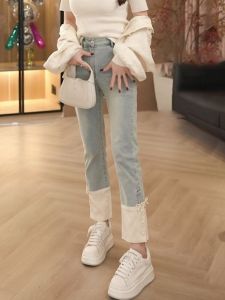 กางเกงยีนส์ทรงตรงเอวสูงสไตล์ใหม่สำหรับฤดูร้อนปี 2024 กางเกงยีนส์ทรงตรงลำลองสไตล์จีนผสมผสานที่หลากหลาย