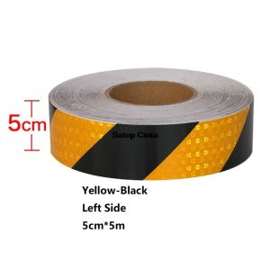 5M Yellow-Black Reflective Hazard Tapes PVC Diagonal Reflective Safety Reflectors Strong Adhesive Stickers For Construction Site
