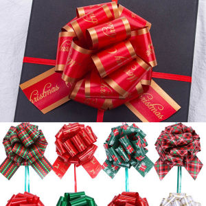 New 24/12PCS Christmas Pull String Bows Big 5 Inch Gift Bows Ribbon for Xmas Present Wrapping Florist Flower Basket Decoration