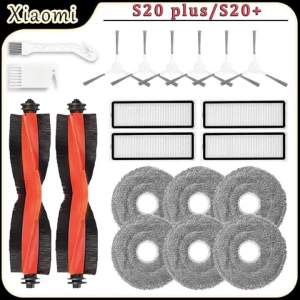 For Xiaomi S20 Plus/S20+/B108GL Robot Vacuum Cleaner Accessories:Main BrushHEPA FilterMop ClothSide Brush Replacement Parts