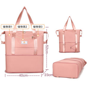 Convenient Travel Bag Womens Lightweight Large Capacity Foldable Expansion Bag Double Shoulder Back for Luggage Carry-On