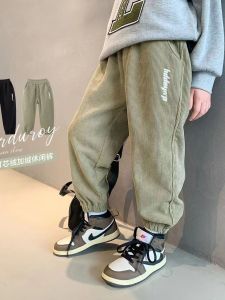 Áo Cotton Polyester Quần Cho Bé Trai Mùa Xuân Mùa Thu Giữa Eo Dáng Rộng Thời Trang Hàng Mới Về Dây Cao Su Hông-chiều Dài