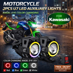 Waterproof Motorcycle LED Headlight 3000LMW U7 Motorbike LED Driving Fog Spot Light with Switch For Kawasaki Ninja H2 H2R Zx6R