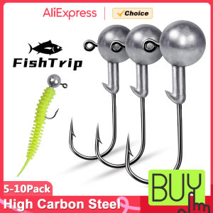 FishTrip Crank Jig Head Hook 5-10pcs Fishing Hooks for Soft Worm Lure 2g 3.5g 5g Big Jig Head Fishing Tools Head Hard Bait Hook