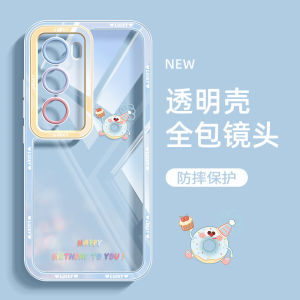 Ultra-Thin Transparent Silicone Phone Case for OPPO RENO12 pro Womens Simple Cute Donut Figma Protection Soft Shell Advanced 5/6