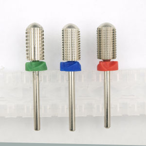 Barrel Shape Round Top Carbide Nail Drill Bit – Silver Coated Reversible Use Professional Nail Tool