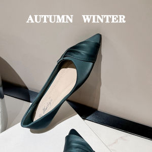 French Pointed Toe Flat Shoes Womens Low Cut Summer Ladies Match Skirts Evening Shoes Large Size Womens Shoes 41-43