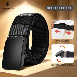 OKIMY Men Sports Belt High Elastic Nylon Belt Outdoor Nylon Belt Adjustable Belt Rotating Buckle Nylon Waistband Double-Sided Two-Color Belt Youth Sports Canvas Pant Belt