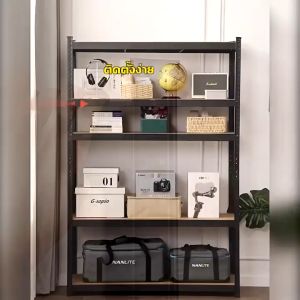 KOI ชั้นเก็บของ ชั้นเหล็ก สแตนเลส+ไม้ 3/4/5ชั้น ชั้นวางของ ชั้นวางของเอนก แข็งแรงมาก ชั้นวางสินค้า ตู้หนังสืออเนกประสงค์ Warehouse shelf