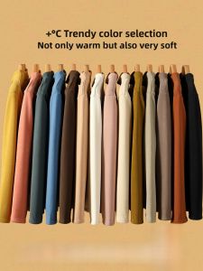 ZISU | Heated Fleece Lined Thick Long Sleeve Half High Collar Base Layer Shirt For Women Autumn Winter Warm Inner Wear Black New 2025