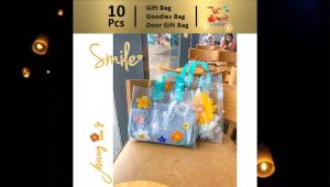 Gift Bag 10pcs Goodies Bag Door Gift Birthday Wedding Party (55)Korean Smile Missing You Flower Thick Packaging Tote Transparent Plastic bag 礼物袋礼品袋购物袋