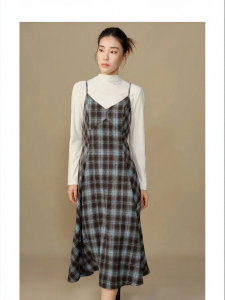 DUSHU | Retro Checkered Sleeveless Dress 2025 Winter New Commute-friendly Youthful Style Mid-length