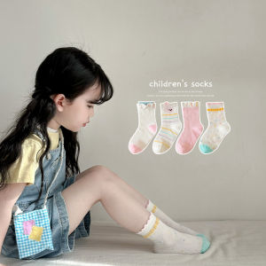 Girls Mid-calf Socks Breathable Thin Cotton Mesh Socks Korean Style Spring Summer Cute Lace Design Childrens Footwear