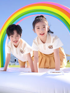 ชุดกีฬาแขนสั้น POLO สำหรับนักเรียนประถมศึกษา ชุดกีฬาฤดูร้อน ชุดนักเรียนวิทยาลัย ชุดเด็กเล็ก ชุดถ่ายภาพสำหรับนักเรียนชั้นประถมศึกษา