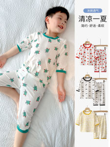 เสื้อผ้าเด็ก ฤดูร้อน เสื้อผ้าใส่ในบ้าน Ice ผ้าไหม ชุดแขนสั้น เด็กทารก ชุดเด็กผู้หญิง โพลีเอสเตอร์ Fiber 2-9 Years Old Boys And Girls