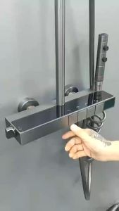 Bộ sen cây tắm đứng Kính cường lực Mạ TITAN hiển thị nhiệt độ TCARE TS-4009 - Hàng Cao Cấp