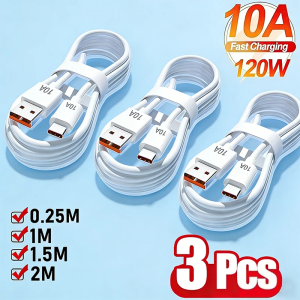 1/2/3Pcs 10A Cable 120W Super Fast Charging Cable USB to Type C For Android Highspeed Data Transfer For Xiaomi 17 Redmi Cable