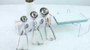 3 Chiếc Thìa Múc Kem Inox Có Tay Cầm Lò Xo Khuôn Trái Cây Scooper Bạc Nhà Bếp Phụ Kiện Nhà Tiện Ích