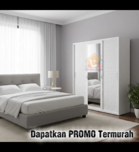 KLIKFURNITURE XTRA LARGE Lemari Pakaian Besi 3 Pintu Sliding LIONEL XL