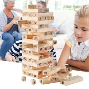 poptoys🎯 เกมตึกถล่ม บล็อกไม้ 54 ชิ้น + ลูกเต๋า | ของเล่นเสริมพัฒนาการ ฝึกสมาธิ | เล่นสนุกทุกวัย 👪 ของเล่นไม้คุณภาพ งานไม้ละเอีย