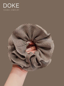 Korean Style Plaid Hair Ties Womens Durable Hair Bands Versatile Bun Hair Bands Fashionable Hair Accessories Fabric Material