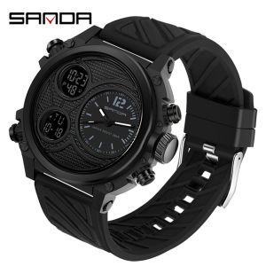 SANDA 2024 Fashion Outdoor Mens Watches Top Brand Military Sports Quartz Watch Bright Screen Display Wristwatch Waterproof Clock