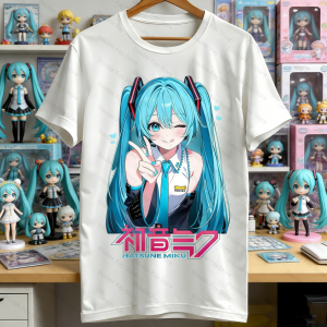Kawaii Miku T-Shirt Cute Vocaloid Anime Graphic Tee Casual Short Sleeve Tops for Teen Girls Women Mens Shirts Woman t-shirts
